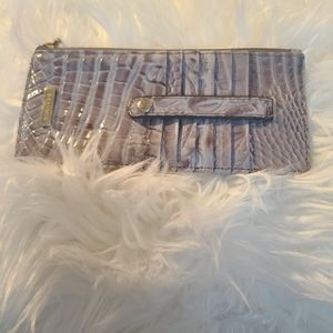 Brahmin Credit Card Wallet Gray embossed crock.